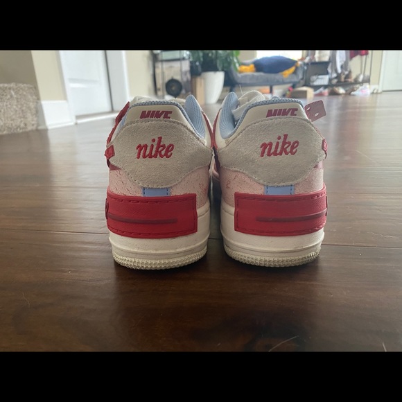 Nike Air Force Ones, Size 10, White/University Red/Blue - Picture 3 of 4